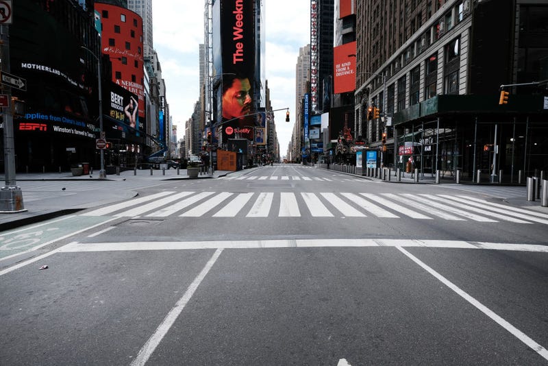 Times Square stands mostly empty on March 22, 2020.
