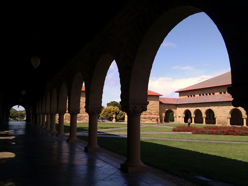 Stanford University campus arches and main entrance.