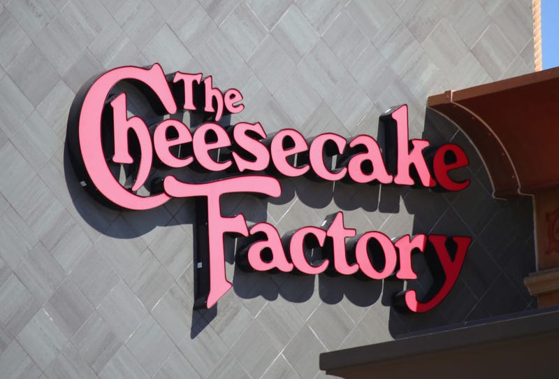 A general view of the Cheesecake Factory logo on their restaurant in the Walt Whitman Mall on March 26, 2020 in Huntington Station,