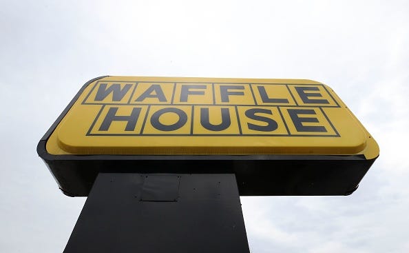 A Waffle House restaurant sits closed on March 26, 2020 in Louisville, Kentucky. 