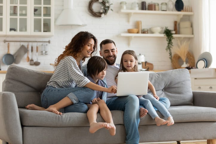 family on computer