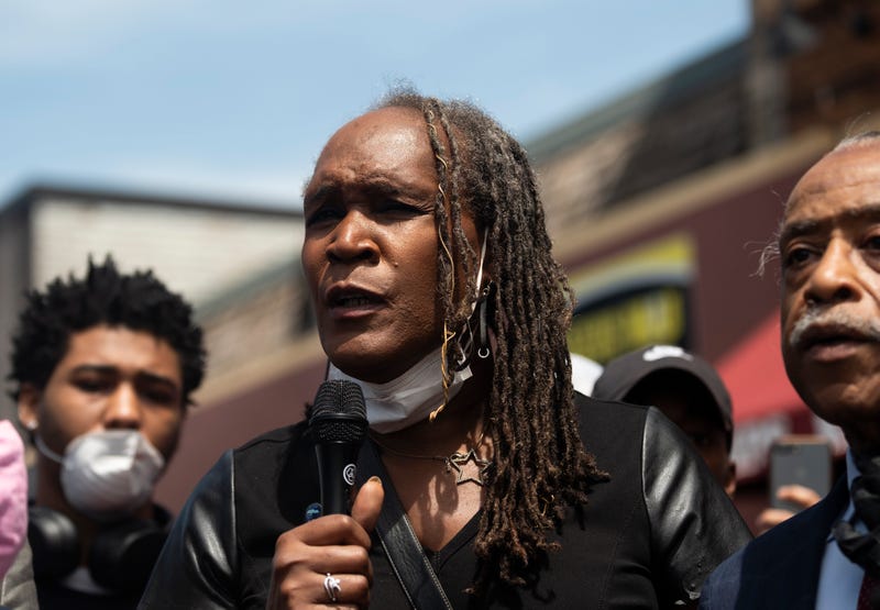 Minneapolis City Council Vice President Andrea Jenkins speaks to a group gathered outside the Cup Foods, where George Floyd was killed in police custody, on May 28, 2020 in Minneapolis, Minnesota.
