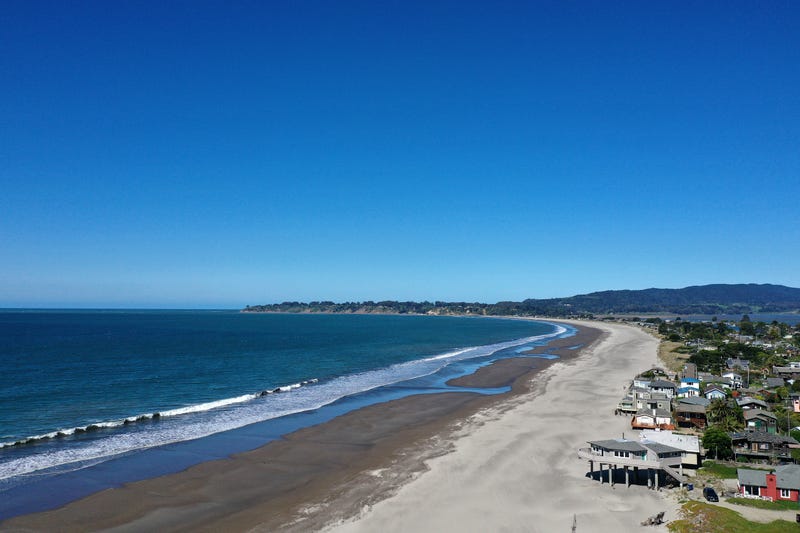 An aerial drone view of Stinson Beach, which is closed because of the Coronavirus (COVID-19), on April 01, 2020 in Stinson Beach, California.