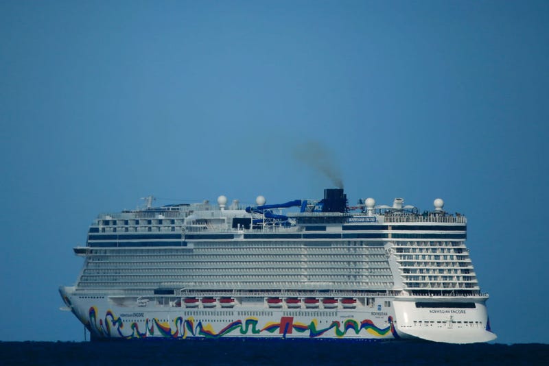 The Norwegian Encore cruise ship is seen on April 02, 2020 in Miami Beach, Florida.