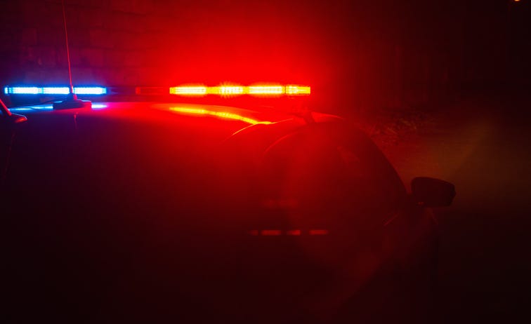 police lights at night in a stock image