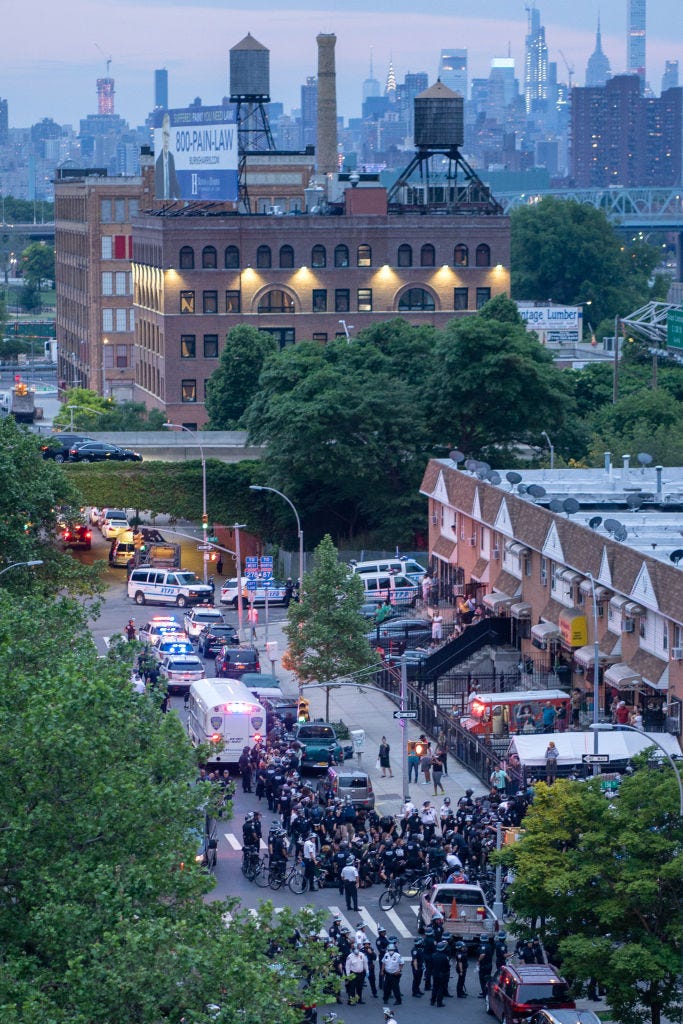 NYPD arrest protesters for breaking the citywide 8 p.m. curfew on June 4, 2020, in the Bronx borough of New York City.
