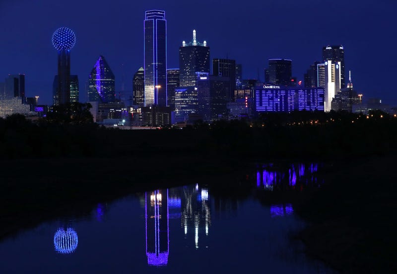 Landmarks and buildings across the nation are displaying blue lights to show support for health care workers and first responders on the front lines of the COVID-19 pandemic.
