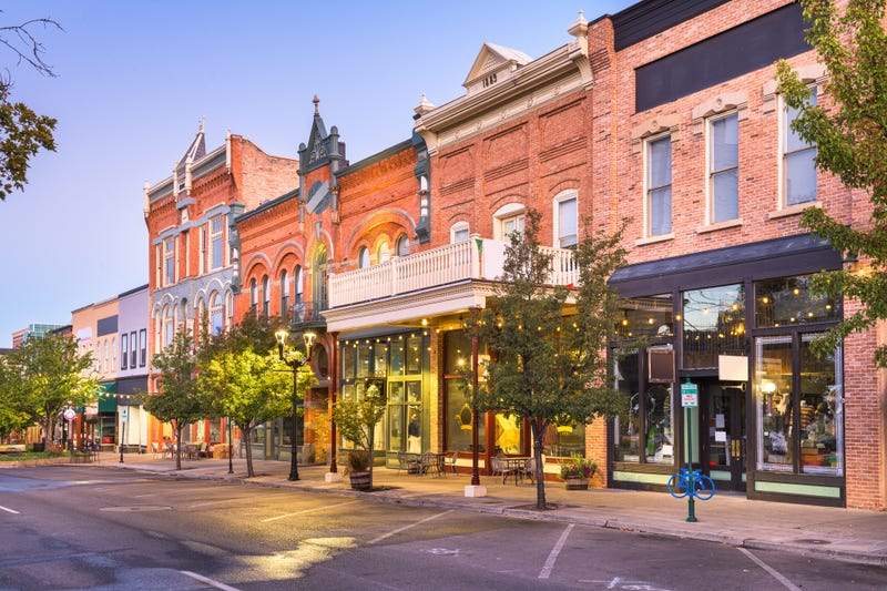 Stock image of downtown shopping