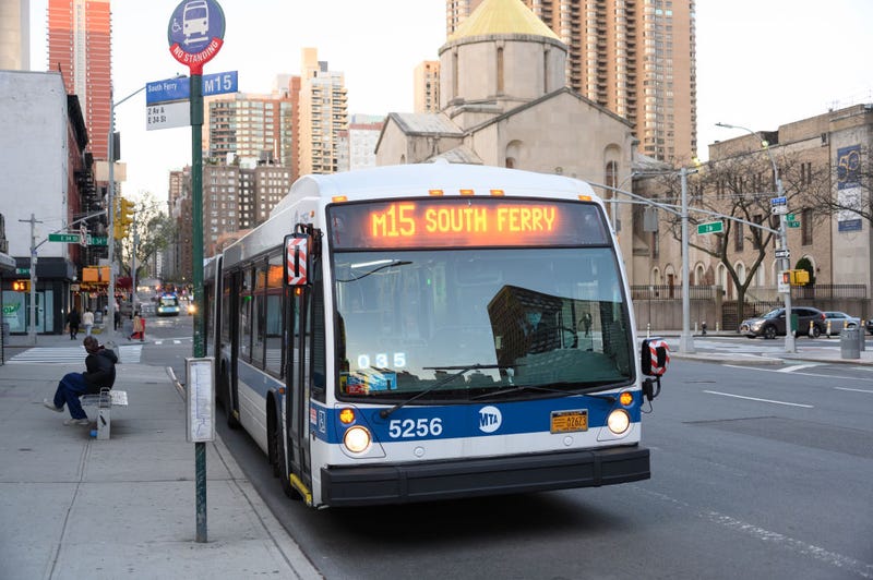 A view of the M15 bus during coronavirus pandemic on April 11, 2020.