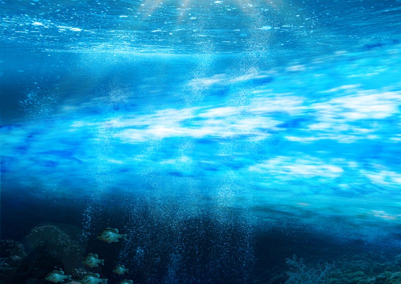 Concept of the swift Gulf Stream underwater ocean current flowing in the Atlantic, 3d render