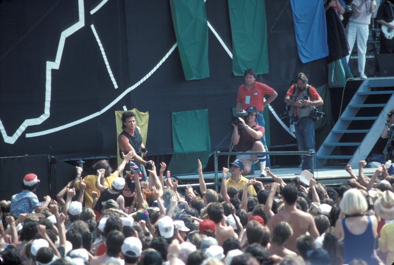 Rick Springfield performing on stage at Live Aid in Philadelphia on July 13, 1985. 