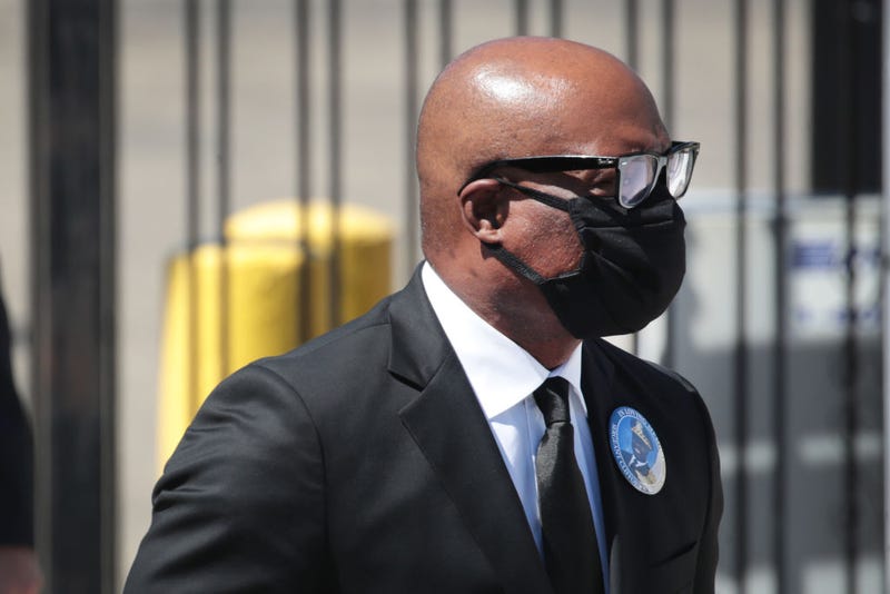 Chicago Police Superintendent David Brown arrives at the funeral of Sergeant Clifford Martin, a 25-year veteran of the Chicago Police Department, on April 21, 2020 in Chicago, Illinois.