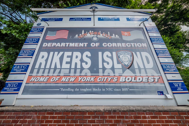 The entrance to Rikers Island correctional facility