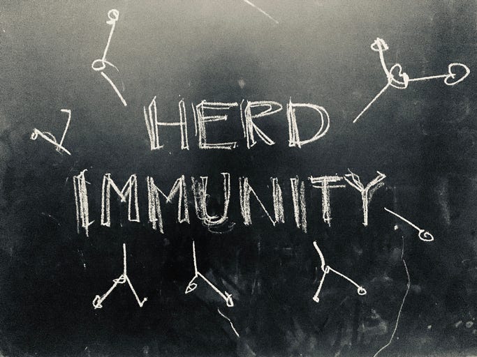 "Herd immunity" written on a board