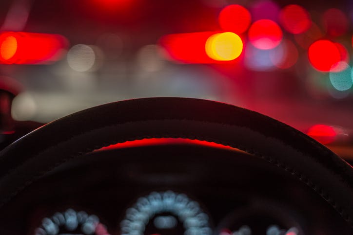 steering wheel at night