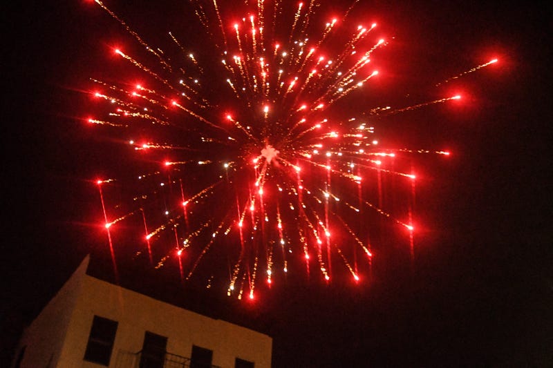 Fireworks are set off in Brooklyn