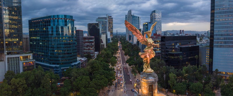 Sculpture of the Angel of Independence in Mexico City. 