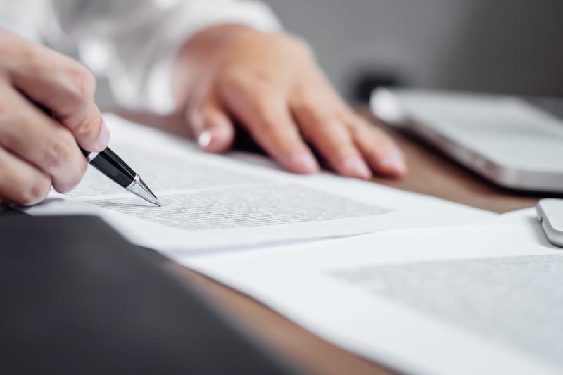 Insurance documents stock photo.