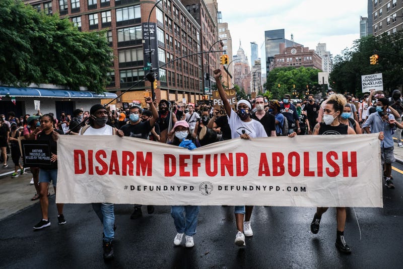 Protesters march down the Bowery voicing their opposition to the current state of policing on June 29, 2020 in New York City. 