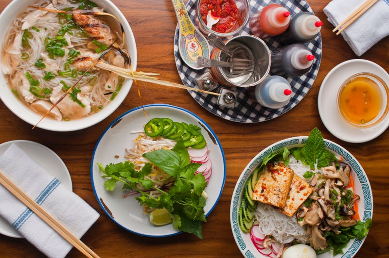 bowls of ramen on restaurant table
