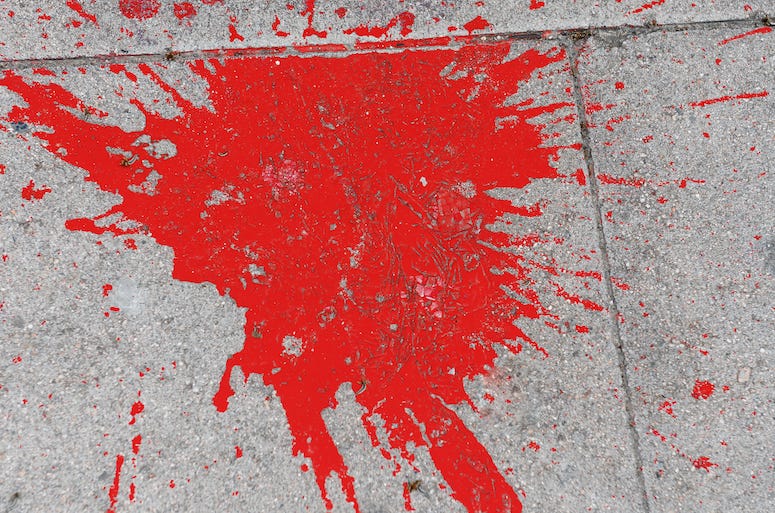 Fake Blood, Stain, Sidewalk