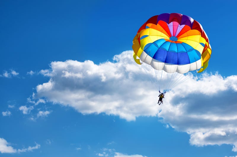 Man skydiving in distance