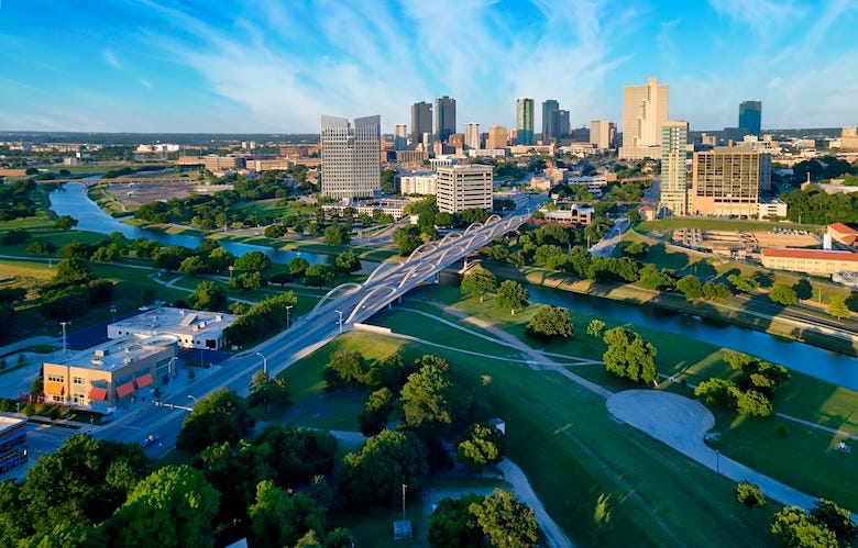 Aerial view of downtown Fort Worth, Texas