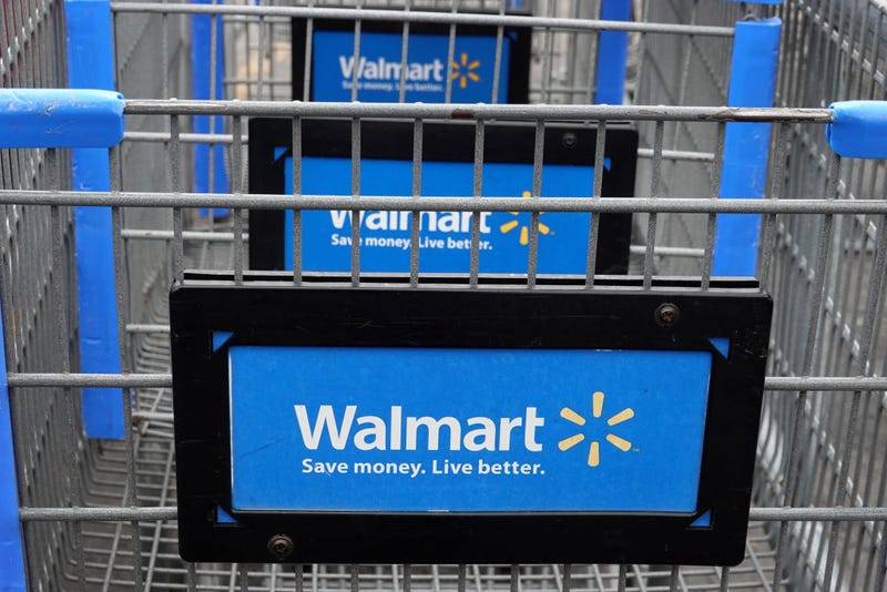 Shopping carts sit in the parking lot of a Walmart store on May 19, 2020 in Chicago, Illinois.
