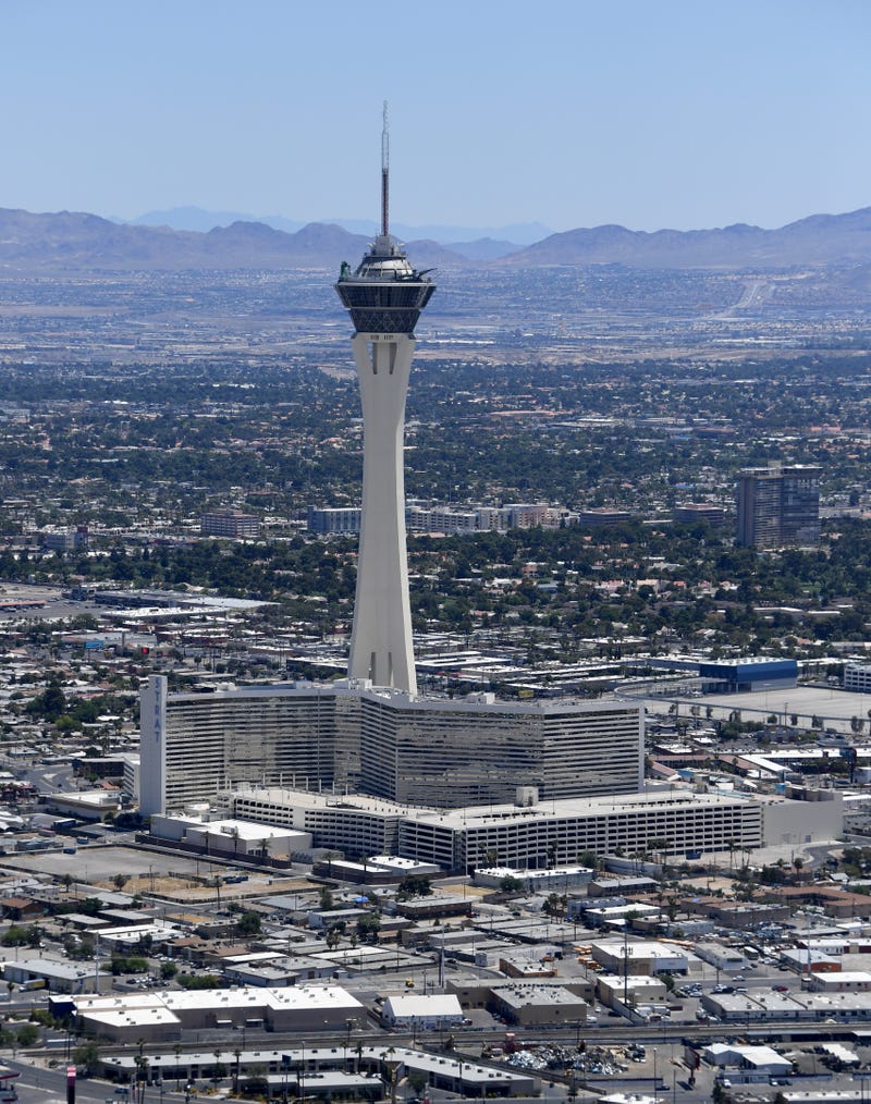 An aerial view shows The STRAT Hotel, Casino & SkyPod, which has been closed since March 17 in response to the coronavirus (COVID-19) pandemic on May 21, 2020 in Las Vegas, Nevada