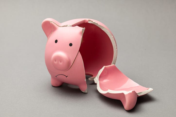 broken piggy bank