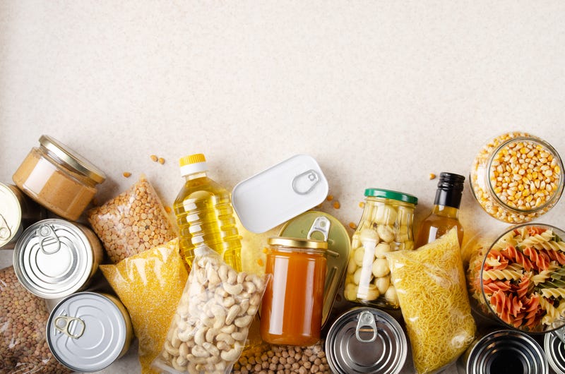 Perishable foods on a table.