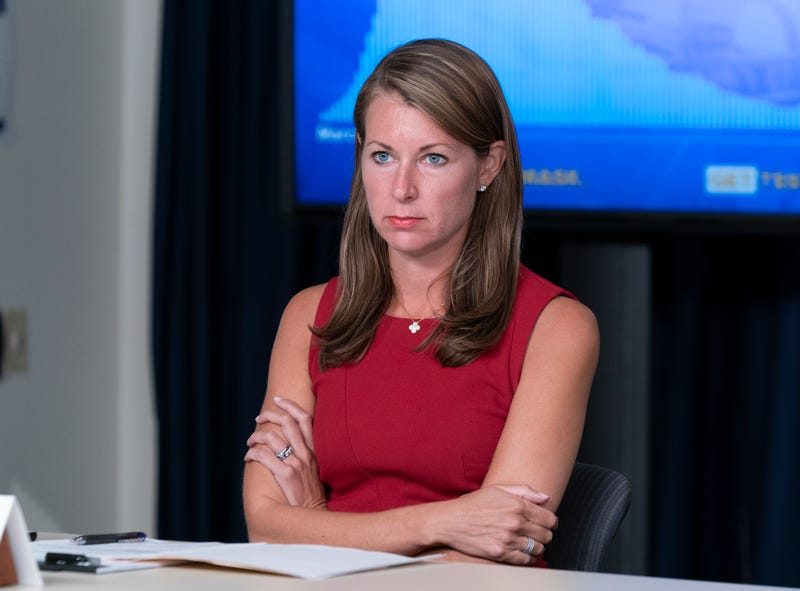 Secretary to Gov. Melissa DeRosa attends Andrew Cuomo's press briefing on Aug. 17, 2020