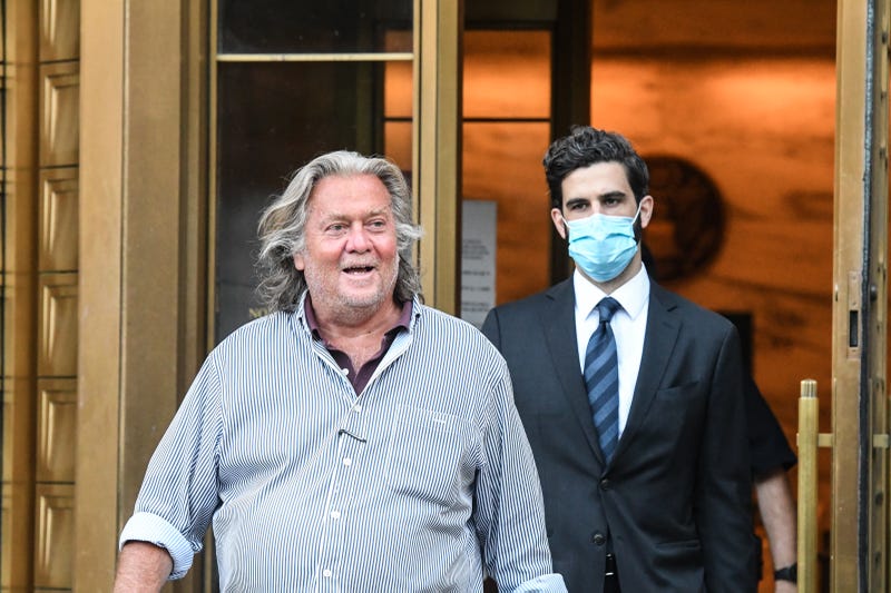 Former White House Chief Strategist Steve Bannon exits the Manhattan Federal Court on August 20, 2020 in the Manhattan borough of New York City. 