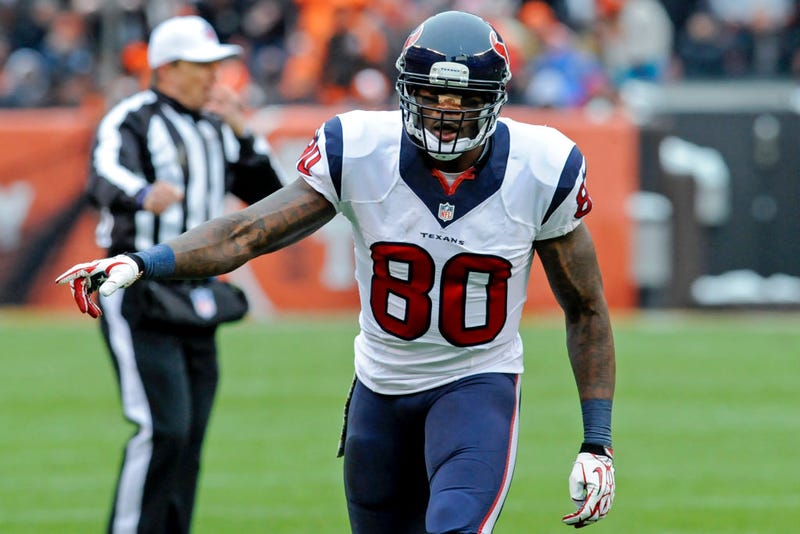 Wide receiver Andre Johnson #80 of the Houston Texans waits for the snap in the first quarter of a game against the Cleveland Browns at FirstEnergy Stadium on November 16, 2014 in Cleveland, Ohio. Houston won 23-7. 