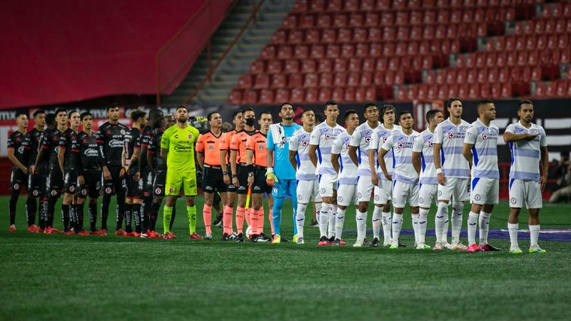 Players of Tijuana and Cruz Azul line up prior the 10th round match between Tijuana and Cruz Azul as part of the Torneo Guard1anes 2020 Liga MX at Caliente Stadium on September 13, 2020 in Tijuana, Mexico.