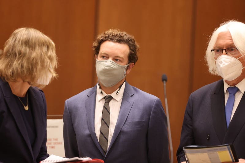 Actor Danny Masterson stands with his lawyers Thomas Mesereau and Sharon Appelbaum as he is arraigned on rape charges at Clara Shortridge Foltz Criminal Justice Center on September 18, 2020 in Los Angeles, California.