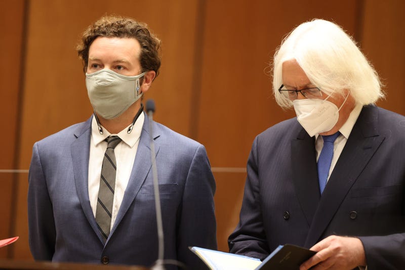 Actor Danny Masterson stands with his lawyer Thomas Mesereau as he is arraigned on rape charges at Clara Shortridge Foltz Criminal Justice Center on September 18, 2020 in Los Angeles, California.