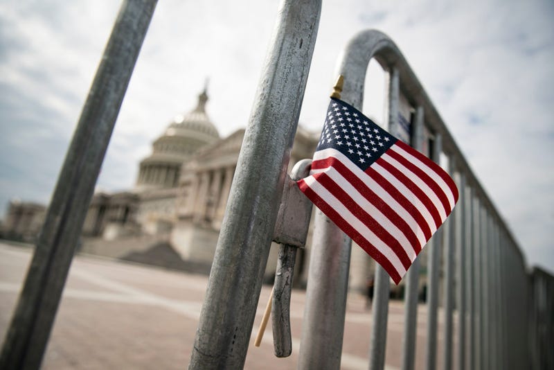 American Flag in front of the Capitol Building