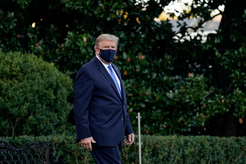 President Donald Trump leaves the White House for Walter Reed National Military Medical Center.
