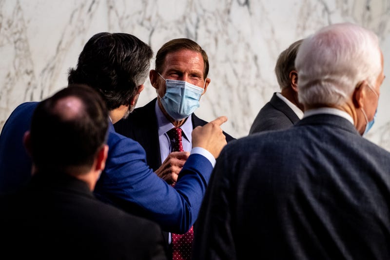 Sen. Richard Blumenthal (D/CT) in an exchange with Sen. Ted Cruz (R/TX), during a break in Senate Judiciary Committee confirmation hearings for Supreme Court nominee Amy Coney Barrett, 10/14/20.