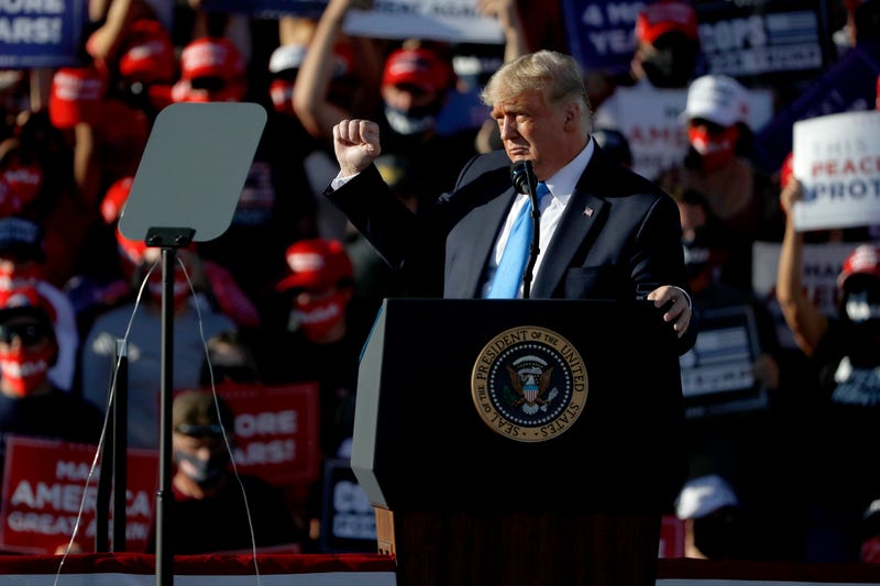 President Donald Trump gestures during a campaign rally on October 18, 2020 in Carson City, Nevada
