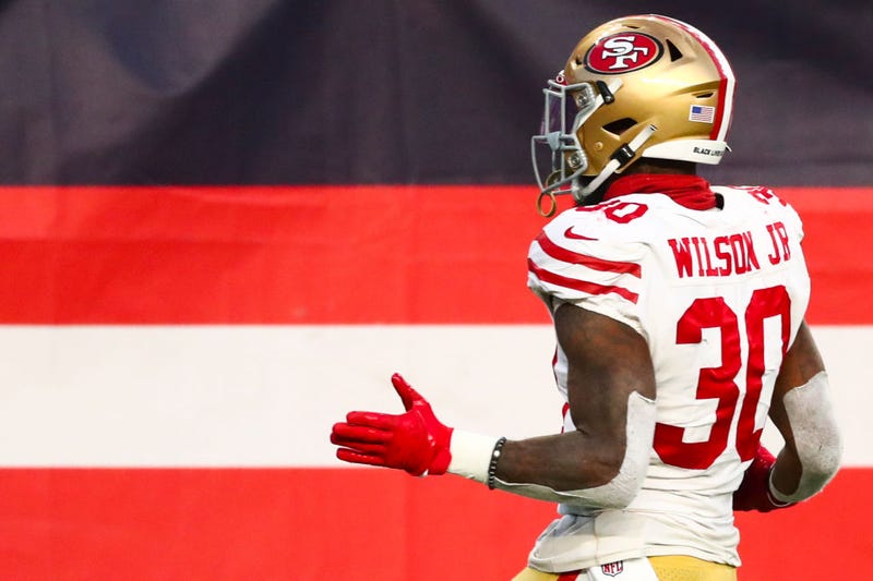 Jeff Wilson reacts to a touchdown.