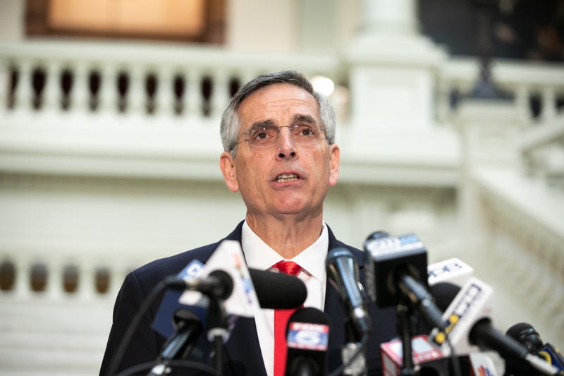 Georgia Secretary of State Brad Raffensperger holds a press conference on the status of ballot counting on November 6, 2020 in Atlanta, Georgia.