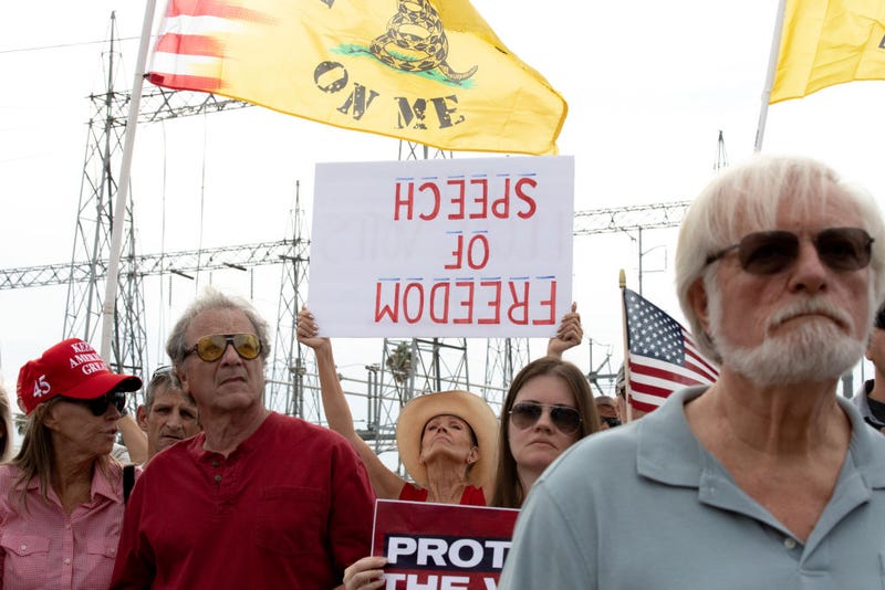 Supporters of President Donald Trump gather to protest the election results at the Maricopa County Elections Department office on November 6, 2020 in Phoenix, Arizona.