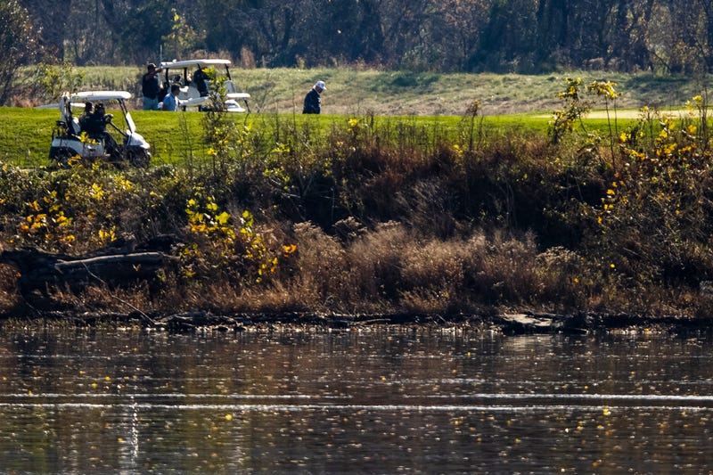 President Donald Trump plays a round of golf at his private club, Trump National Golf Club, on November 8, 2020 in Sterling, Virginia.