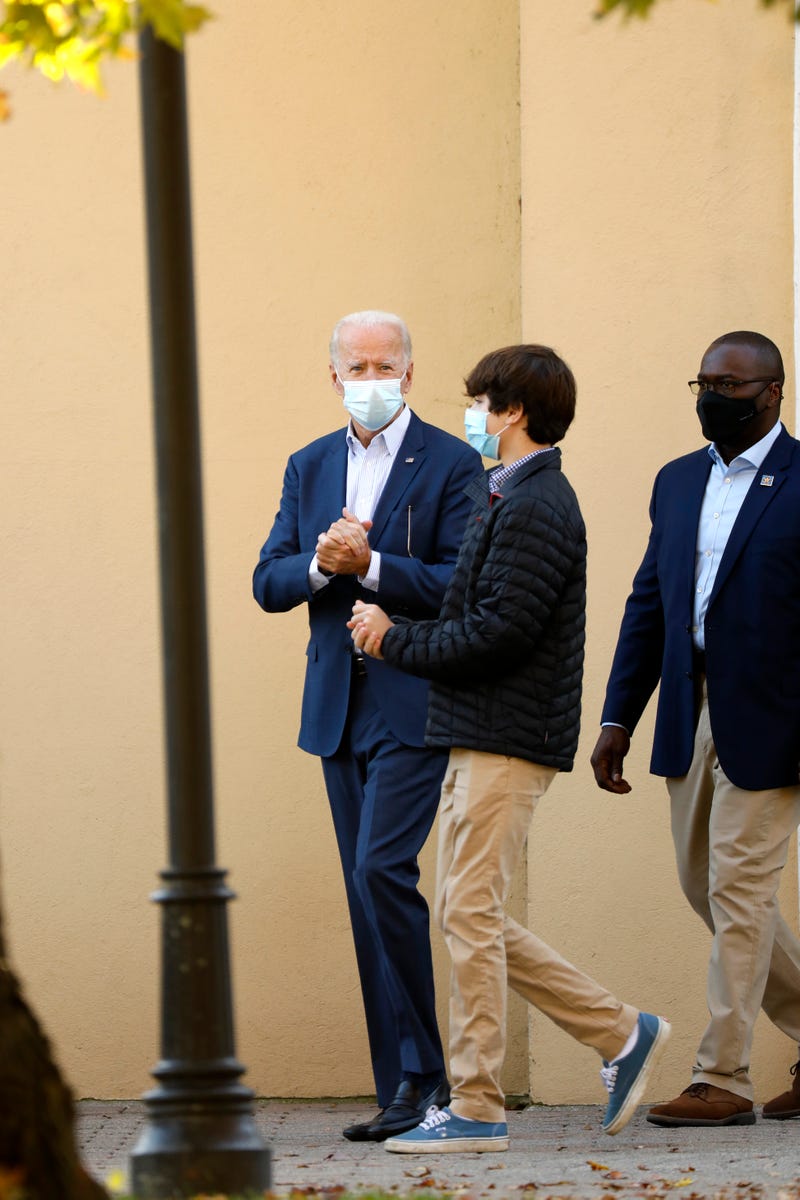 President-elect Joe Biden, left, attends church at St. Joseph on the Brandywine Roman Catholic Church in Wilmington, Delaware on Nov.8, 2020. 