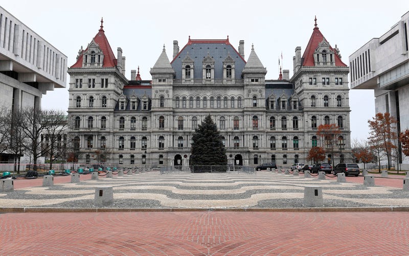 xterior view of the New York state Capitol 