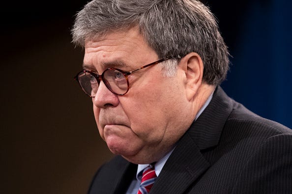 US Attorney General Bill Barr on Dec. 21, 2020.
