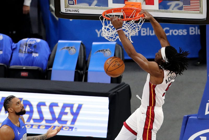 Precious Achiuwa throws down the rim-rattling jam.