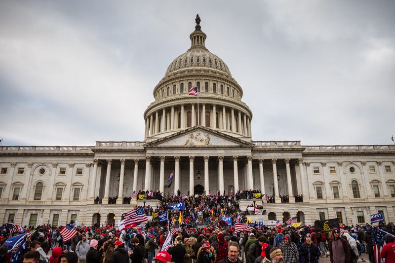  pro-Trump protesters stand near Capitol Building on Jan. 6, 2021.